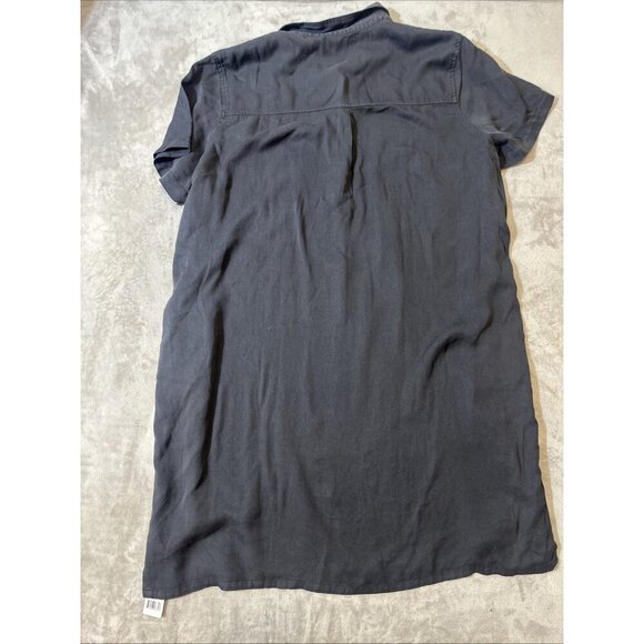 GAP Women’s Shirt Dress XXL Navy Shadow Gray Short Sleeve Collared Pocket NWT - Picture 10 of 11
